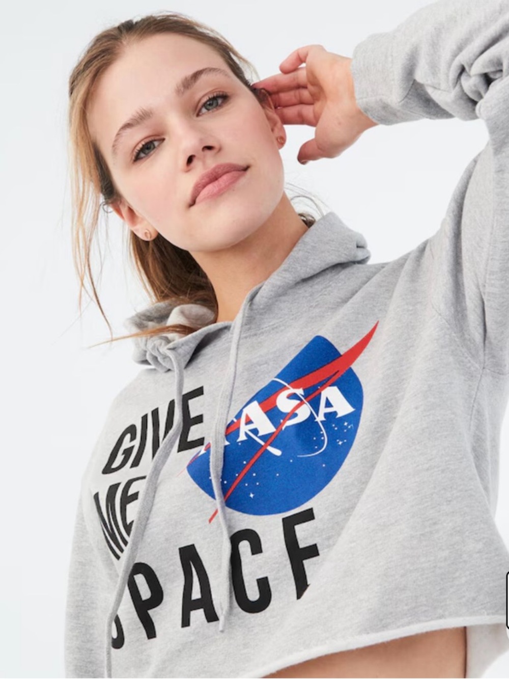 NASA Cropped Pullover Hoodie  Give Me Space size L